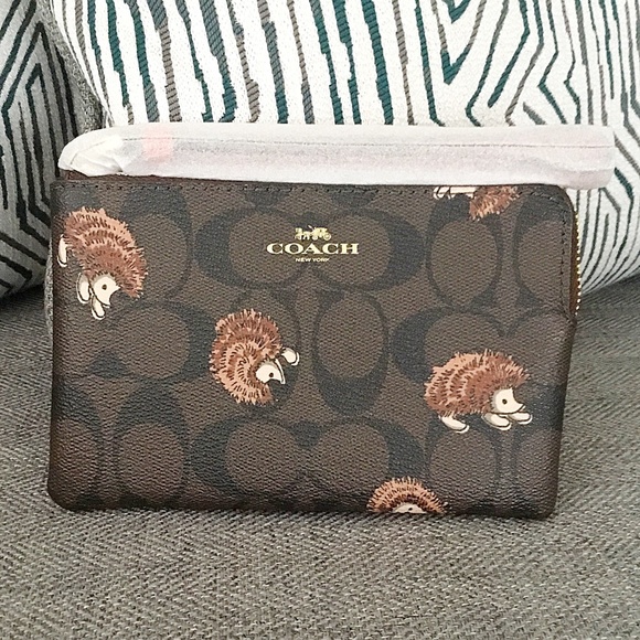 Coach Bags Coach Signature Canvas Wristlet Nwt Hedgehog Signature